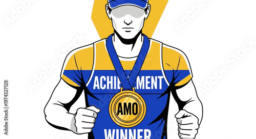 Champion Victorious Athlete Medal Winner Celebrating Success Triumph Achievement