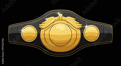 Champion Wrestling Belt Award With Golden Emblem