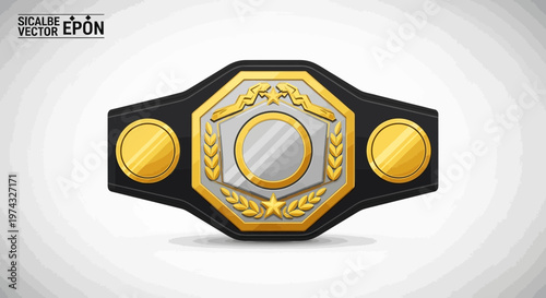 Champion Wrestling Championship Belt Award Icon Golden Victory Symbol