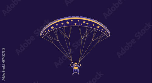 Celestial Parachute Descent Illustration