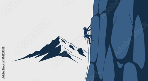 Climber Ascending Rocky Mountain Summit Adventure