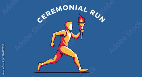 Ceremonial Torch Runner Depicting Athletic Endeavor and Festive Spirit