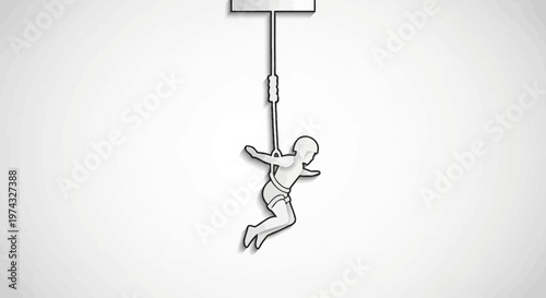 Child On A Bungy Cord Represents Leap Of Faith And Childhood Adventure