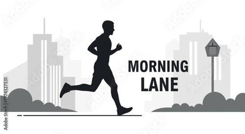 City Morning Runner Silhouette Athleticism In Urban Landscape