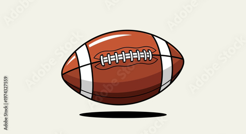 Classic American Football Ball Illustration Minimalist Design On White Background