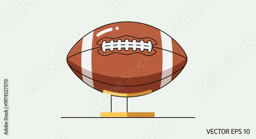 Classic American Football Displayed On Stand Isolated Vector Illustration