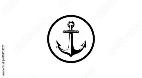 Classic Nautical Anchor Emblem Inside Circle Iconography Design