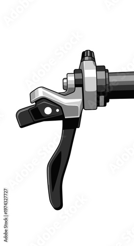 Close Up Of A Bicycle Gear Shifter Handlebar Component Isolated On White Background