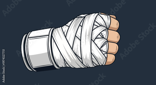 Close Up Of A Fist Wrapped In White Bandages Ready For Combat