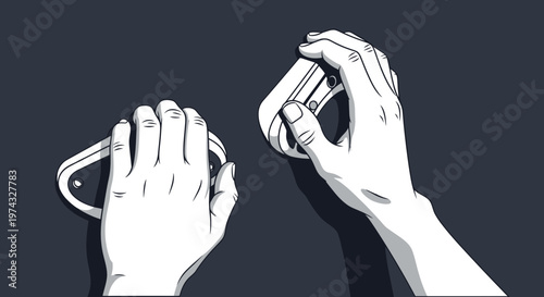 Close Up Of Hands Gripping Climbing Holds For Safety