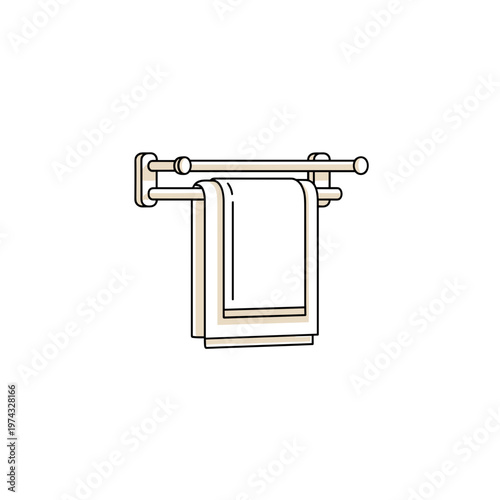 Towel rack with white towels hanging in minimalist design  