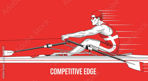 Competitive Rower Excelling in Speed and Determination on Water