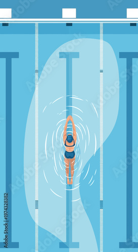 Competitive Swimmer Dominates Aquatic Lane During Intense Training Session