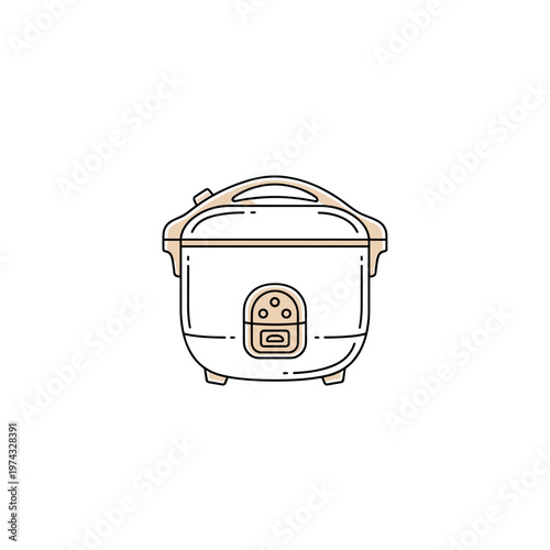 Rice cooker in minimalist design with neutral colors isolated  