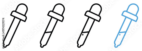 Medical Dropper with Transparent Liquid and Realistic Glass Effect Vector Illustration.