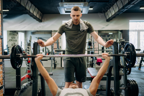 Schilderij op canvas Two men are in a gym