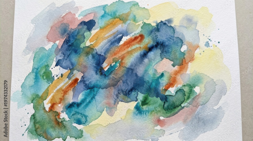 Fototapeta premium Vibrant Abstract Watercolor Painting with Colorful Brush Strokes