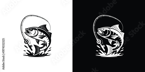 Black and white fish on white and black background