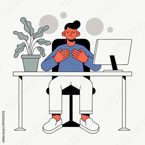 Breathing Technique for Stress Relief Flat Design