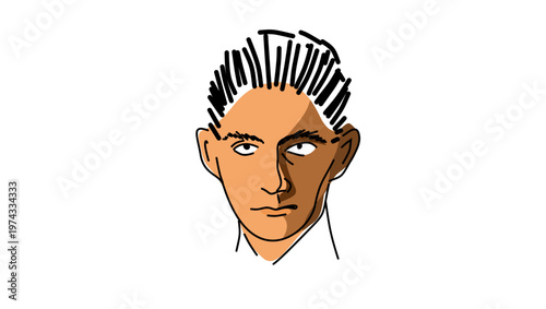 Franz Kafka portrait, flat vector illustration