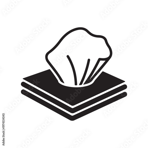 Napkin black glyph icon. Soft wipes. Kitchen towels. Clean linen sheets. Textile products, household cloths. Domestic material item. Silhouette symbol on white space. Vector isolated illustration