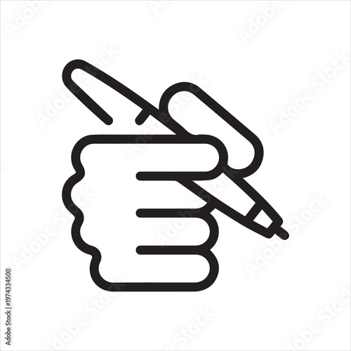 Black flat icon hand of a human with a pen