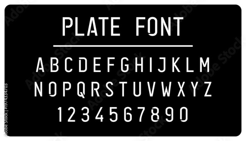 License plate font letters and numbers Car license plate writing style. vector illustration