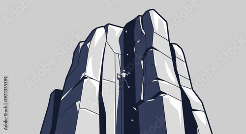Conquering Majestic Peaks Ascending Steep Rock Faces With Determination And Skill