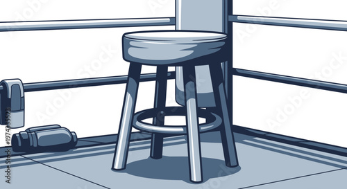 Corner Of A Boxing Ring With A Stool Ready For Action