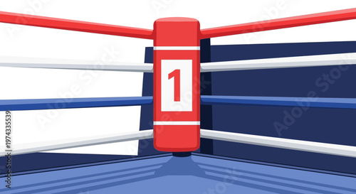 Corner Post With Number One In A Boxing Ring