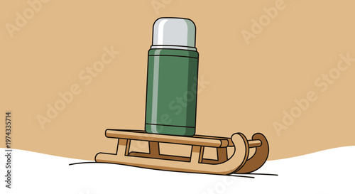 Cozy Winter Beverage On A Sled Adventure Illustration