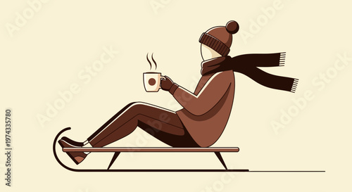 Cozy Winter Sled Ride with Hot Beverage
