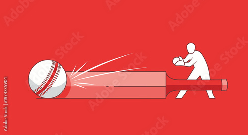 Cricket Action Silhouette Dynamic Ball Bat Hit Motion Graphic