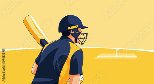 Cricket Player Ready To Hit A Six On A Sunny Day