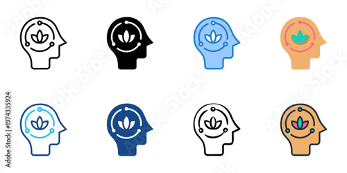 Cognitive Behavioral Therapy icons set multiple style collection. Editable stroke 
