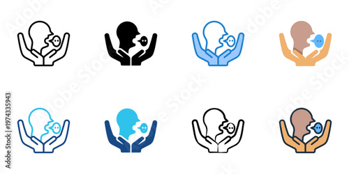 Talk therapy icons set multiple style collection. Editable stroke 
