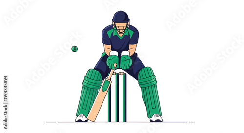 Cricket Player Wicket Keeper Ready To Catch Ball On Field