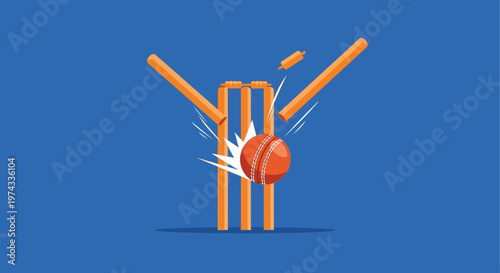 Cricket Ball Shattering Wickets In Dramatic Action