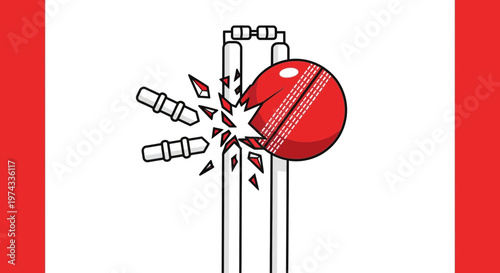 Cricket Ball Smash Hitting Wicket Graphic