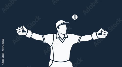 Cricket Wicket Keeper Catching Ball Minimalist Sports Graphic Illustration