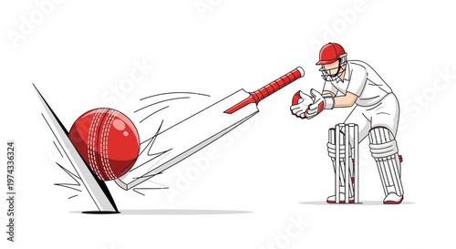 Cricket Game Action Dynamic Shot Bat Meets Ball Wicket Keeper Ready