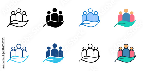 Group therapy icons set multiple style collection. Editable stroke 
