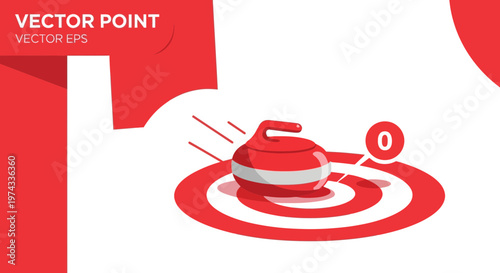 Curling Stone On Ice Target With Zero Score Symbol Vector Illustration