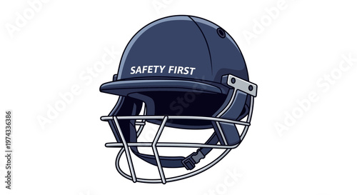 Cricket Helmet Safety First Illustration Isolated On White Background