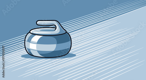 Curling Stone On Ice Track With Dynamic Lines Background
