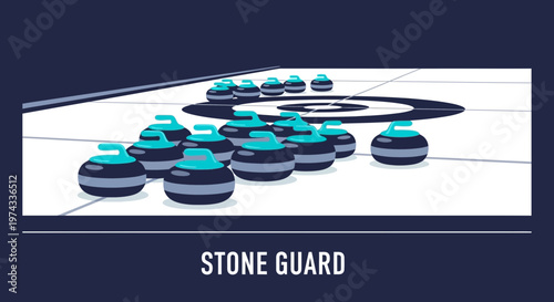 Curling Stones Arranged On Ice For Strategic Gameplay