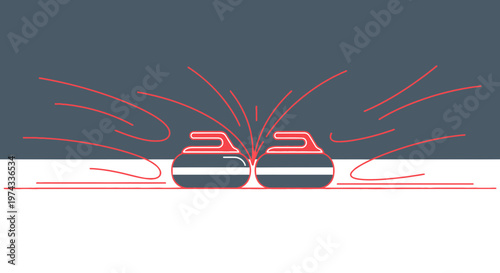 Curling Stones Clash Dynamic Motion Abstract Sports Illustration