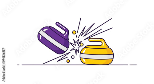 Curling Stones Collide On Ice Representing Competition And Strategy