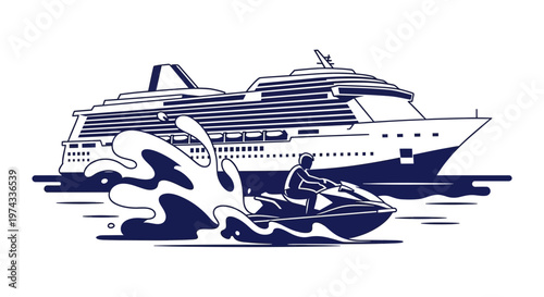 Cruise Ship And Jet Ski Adventure Nautical Fun Ocean Excursion