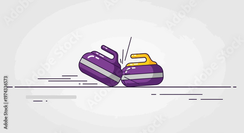 Curling Stones Collide During Winter Sport Competition And Action